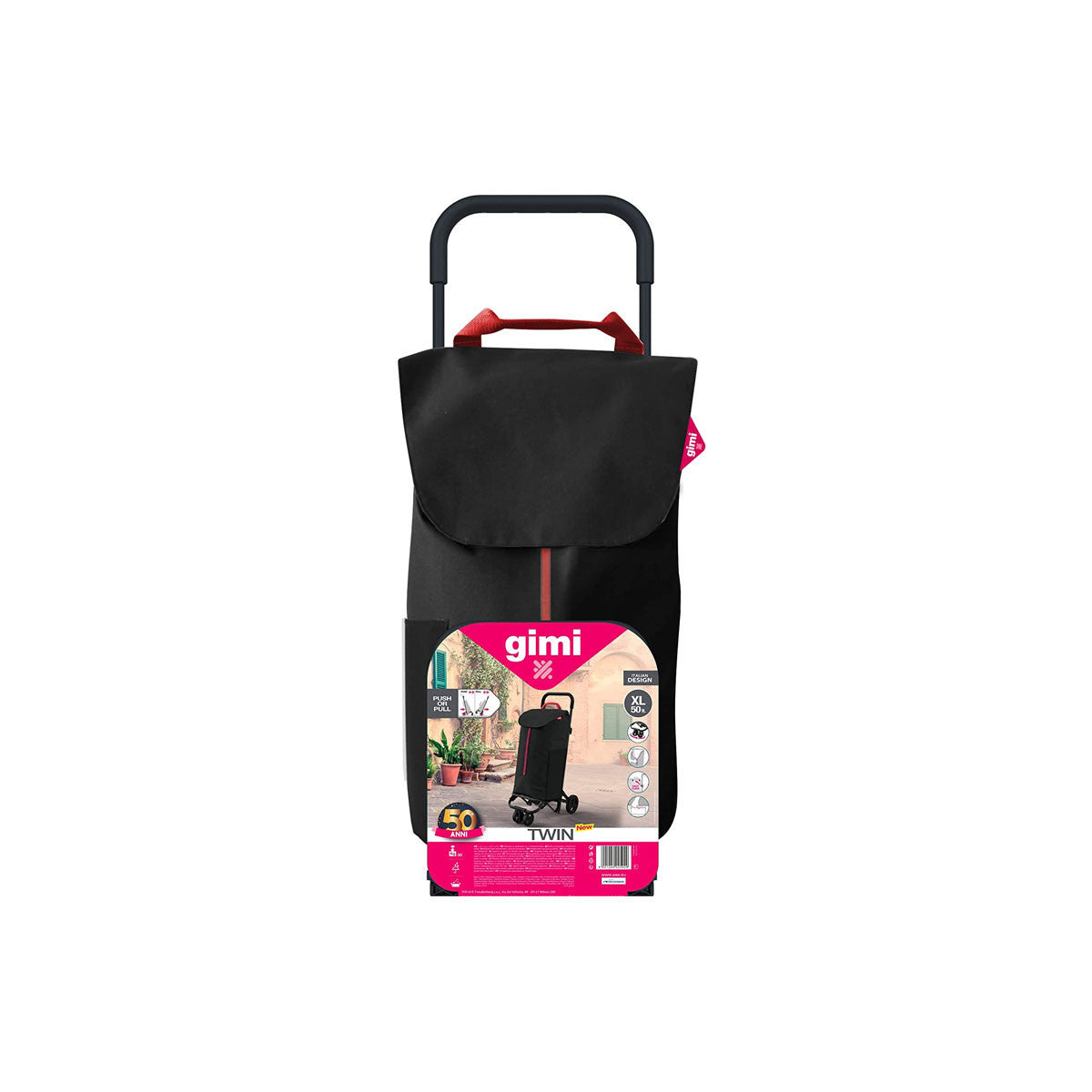 Gimi Carrello Spesa Twin 4 Ruote Nero