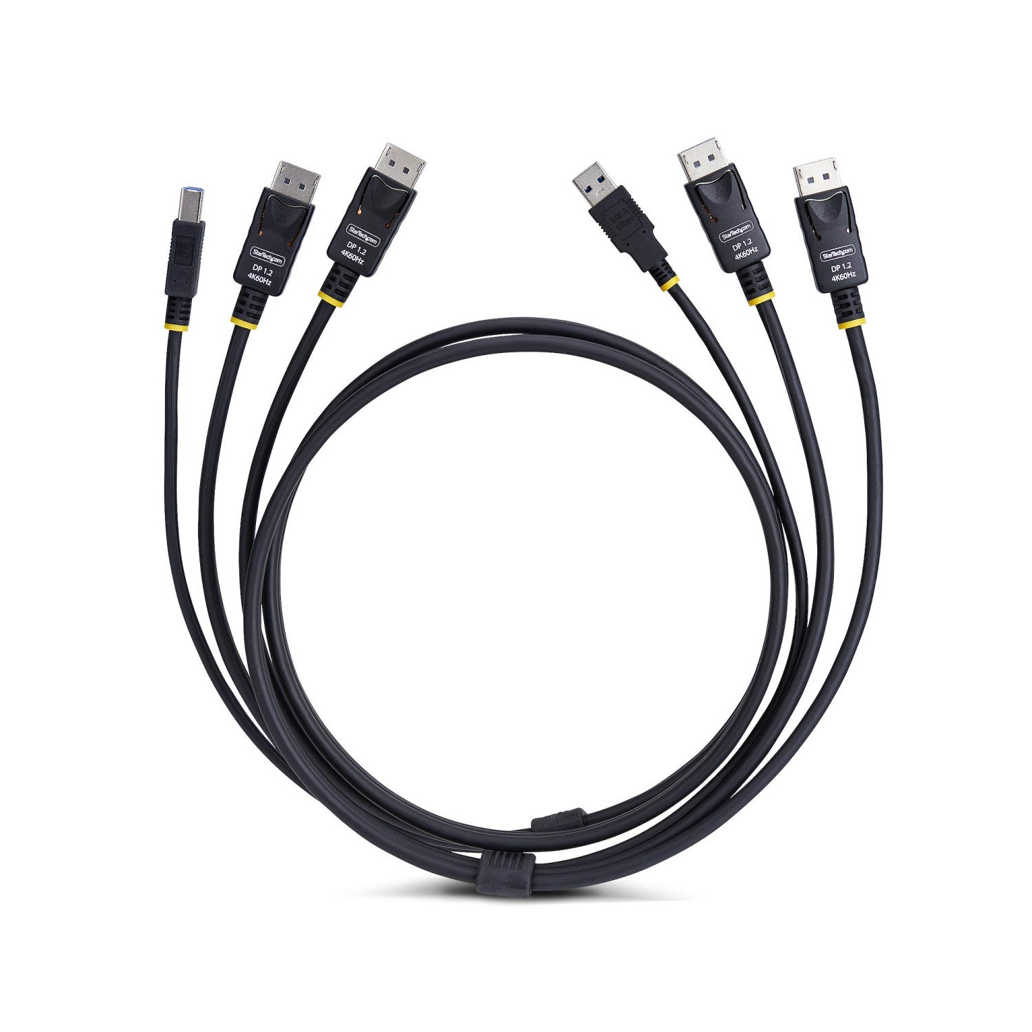 StarTech.com Cavo KVM con doppia porta DisplayPort e USB 5 Gbps da 1,8m, 4K 60 Hz, DP 1.2 e cavo combinato USB per switch KVM a doppio monitor