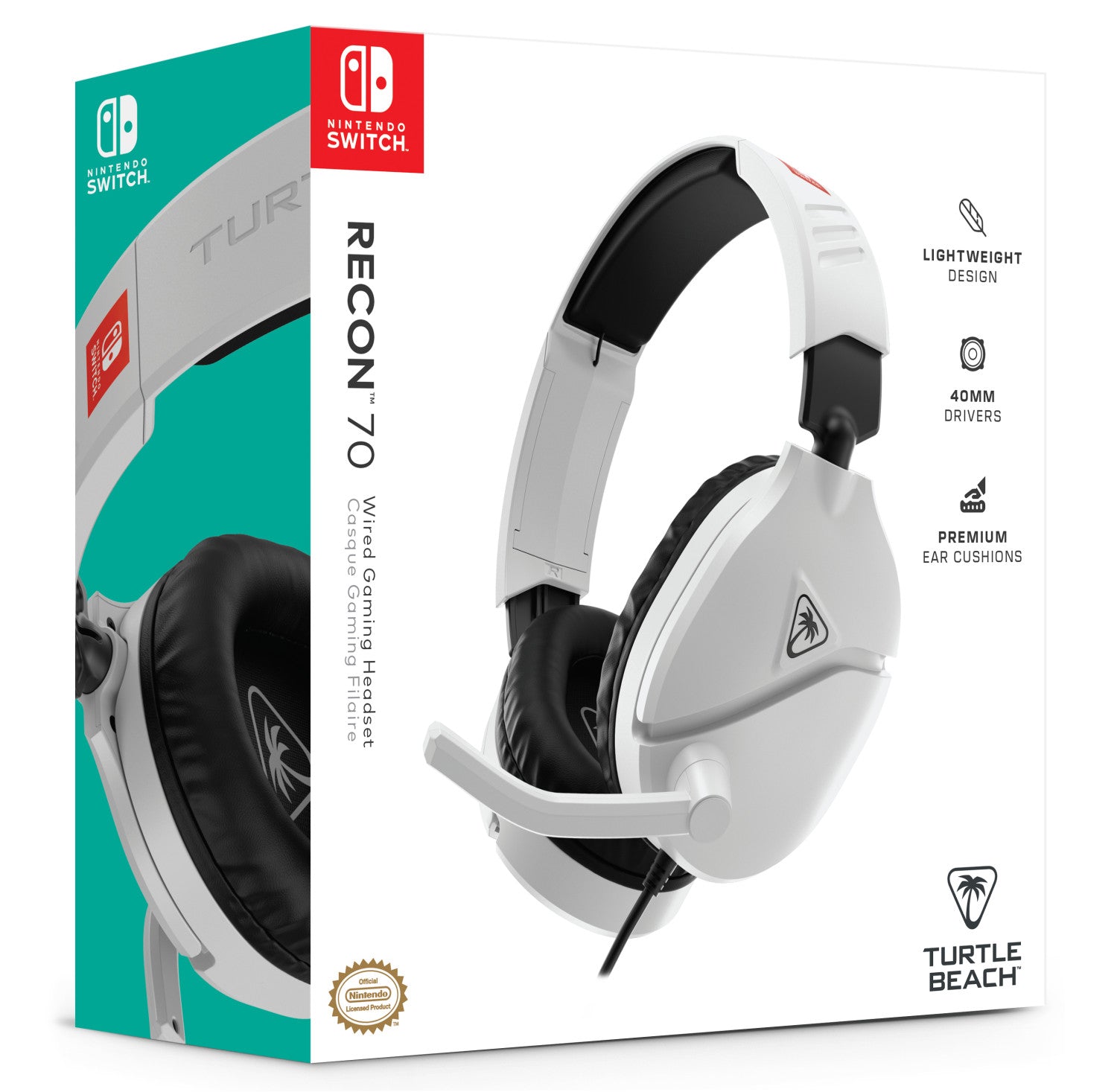 Turtle Beach Recon 70 Auricolare Cablato A Padiglione Gaming Nero, Bianco