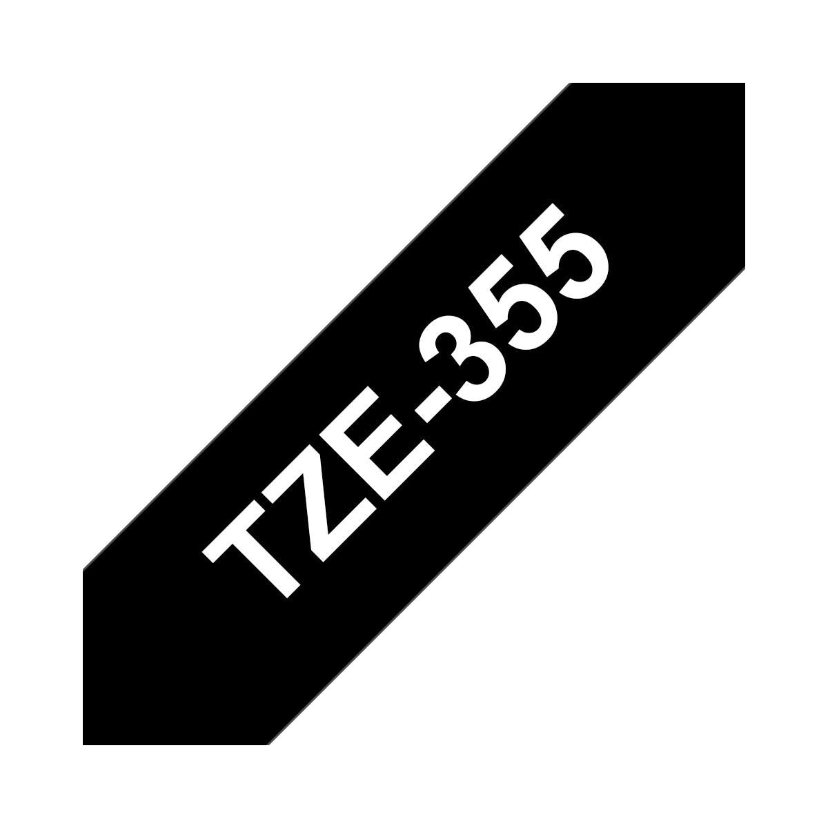 Brother TZE-355 nastro per etichettatrice Bianco su nero
