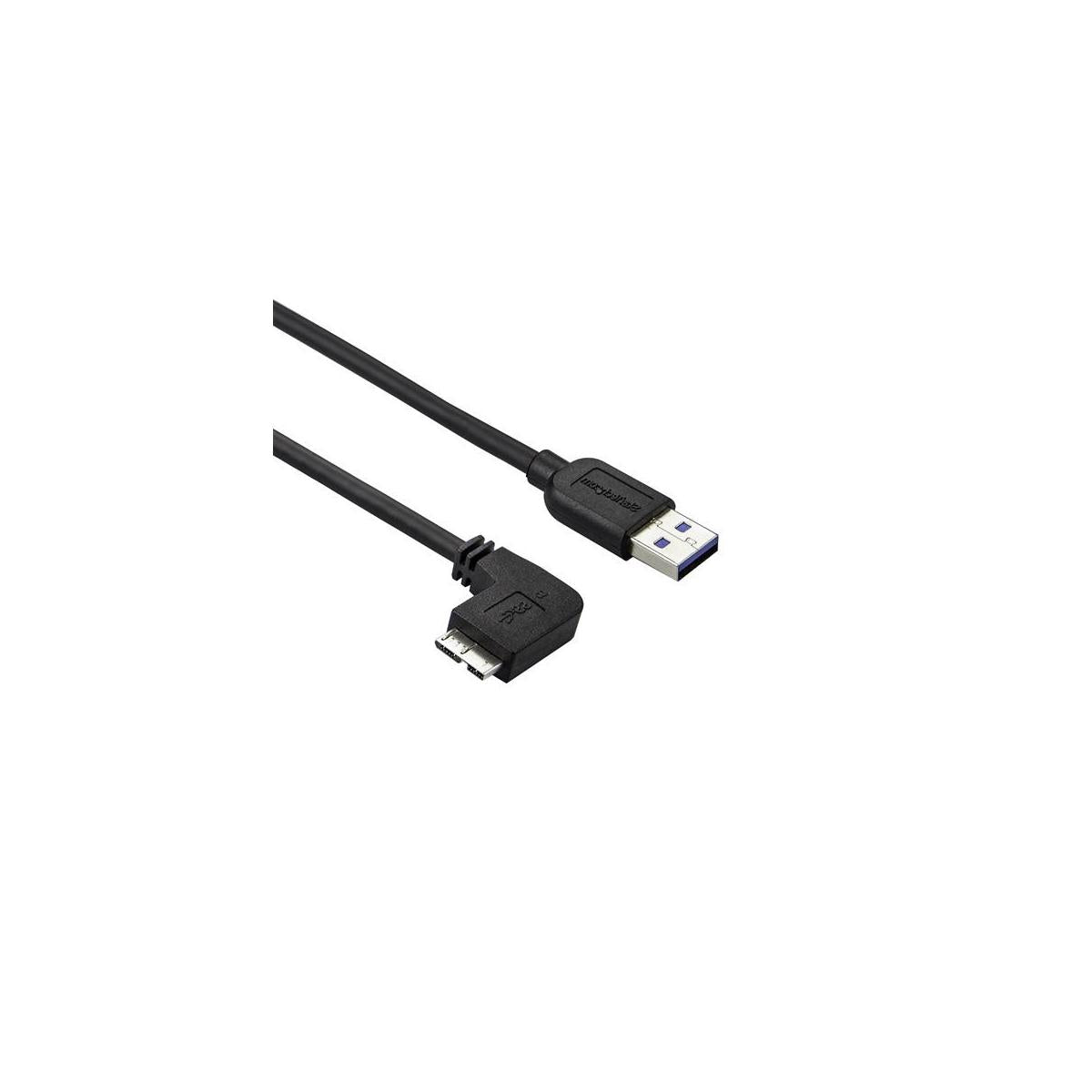 StarTech.com Cavo USB 3.0 Tipo A a Micro B slim - Connettore USB3.0 A a Micro B slim ad angolo sinistro Gen 1 (5 Gbps) - 1m