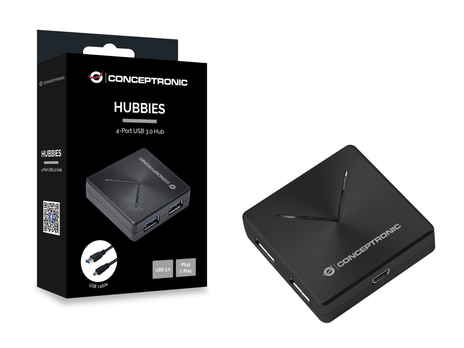 Conceptronic HUBBIES02B hub di interfaccia USB 3.2 Gen 1 (3.1 Gen 1) Mini-B 5000 Mbit/s Nero