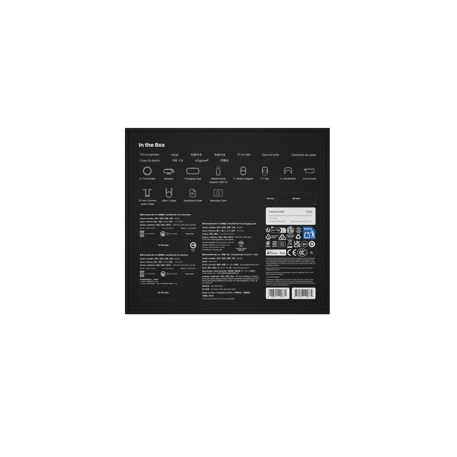 Insta360 Mic Pro Microfono Nero