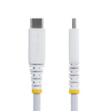 StarTech.com Cavo di Ricarica USB-C Bianco da 3m, 60W (3A) PD, Guaina con Doppio Strato Intrecciato in Nylon/TPE, Robusto Cavetto USB 2.0 per la Ricarica di Laptop