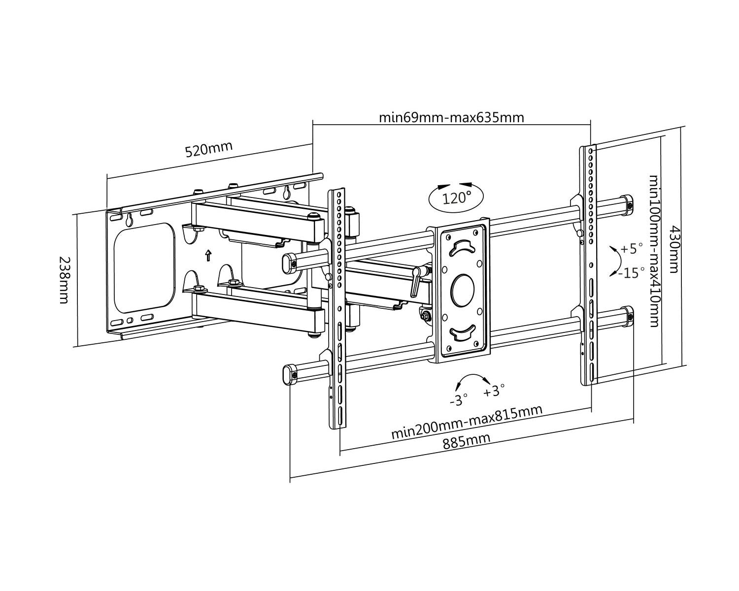 Equip 650324 Supporto TV a parete 2,29 m (90") Nero