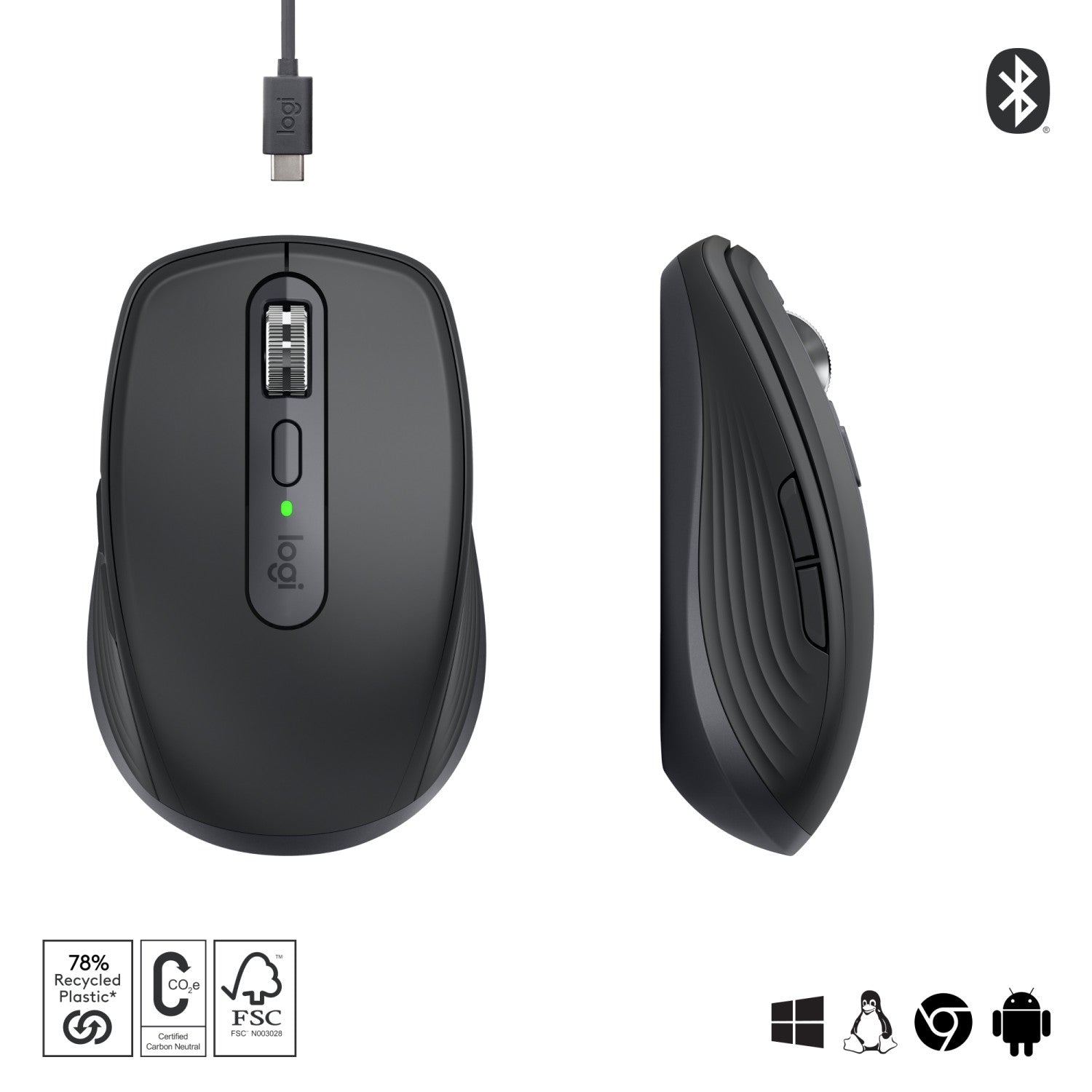 Logitech MX Anywhere 3S mouse Mano destra RF senza fili Bluetooth Laser 8000 DPI