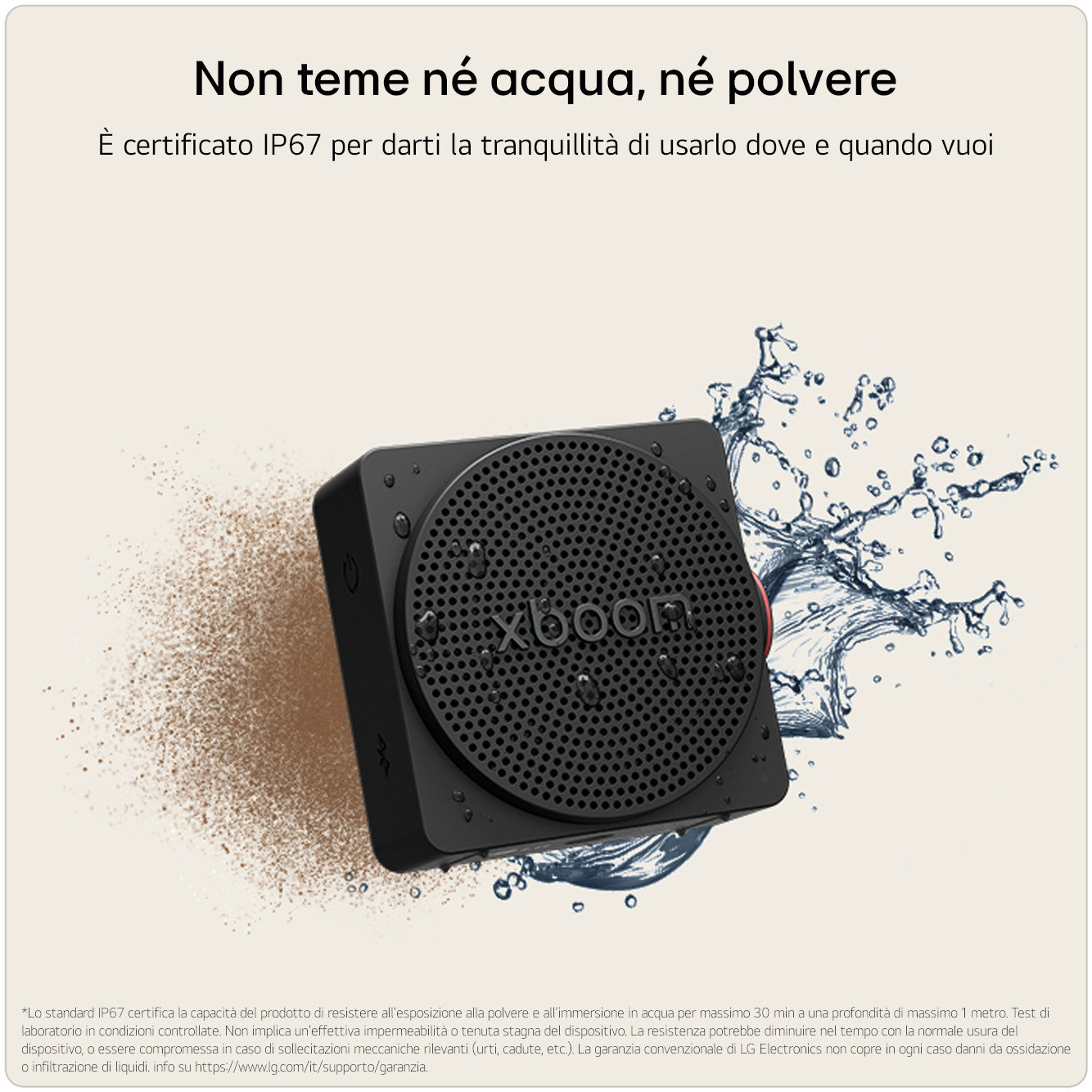 LG xboom Mini by will.i.am, Speaker Bluetooth portatile 5W, Compatto e versatile, 10 ore di autonomia, IP67, Black