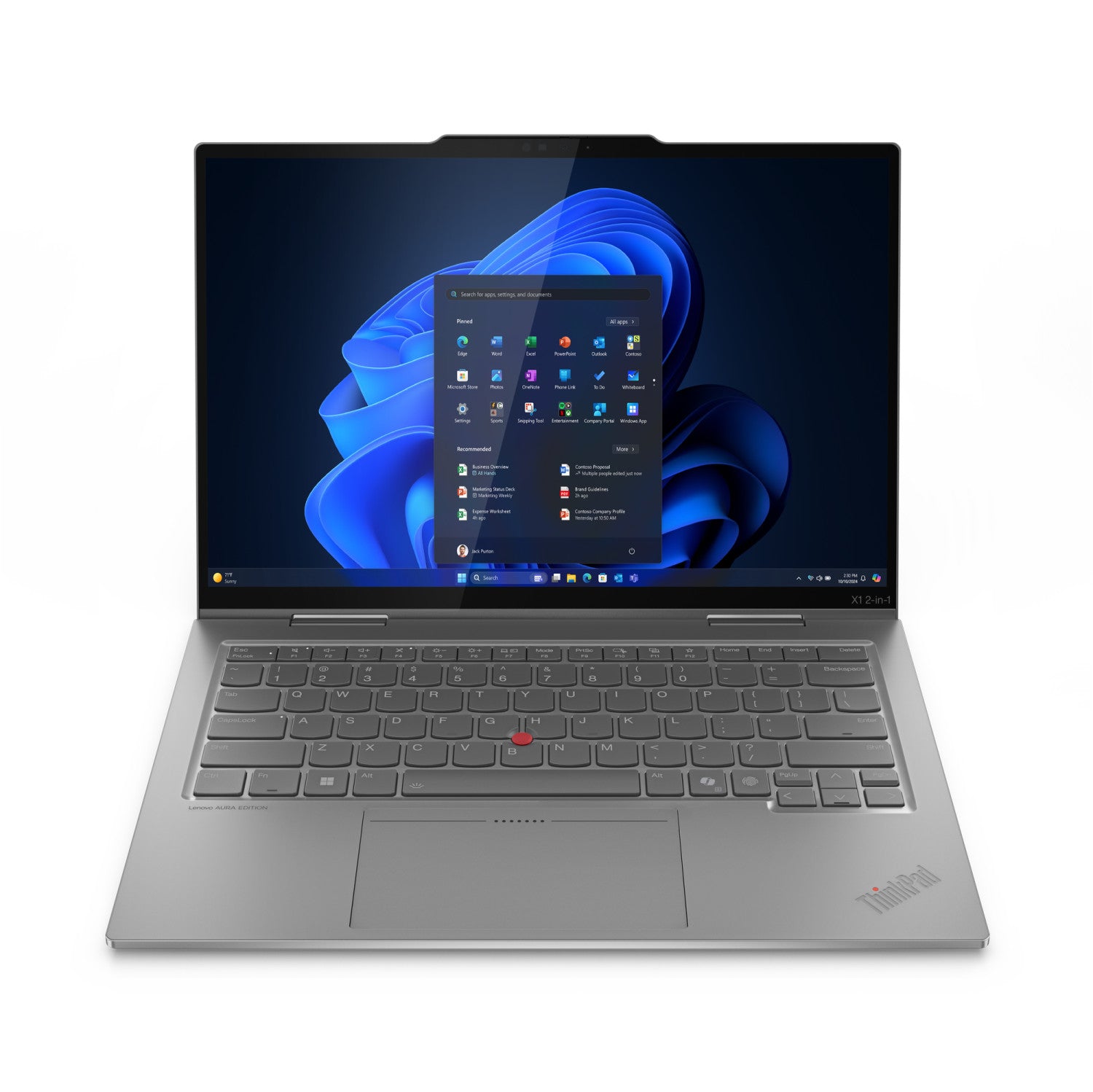 Lenovo ThinkPad X1 2-in-1 Gen 10 Aura Edition Intel Core Ultra 7 255U Ibrido 2 in 1 14 pollici Touch screen WUXGA 16 GB LPDDR5x-SDRAM 512 GB SSD Wi-Fi 6E Windows 11 Pro Italiano Grigio