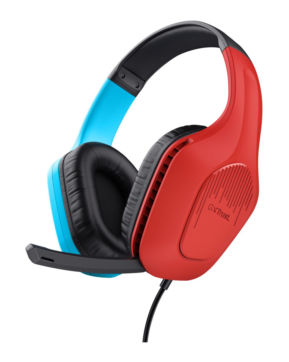 Trust GXT 416S Zirox Cuffie Cablato a Padiglione Gaming Nero Ciano Rosso