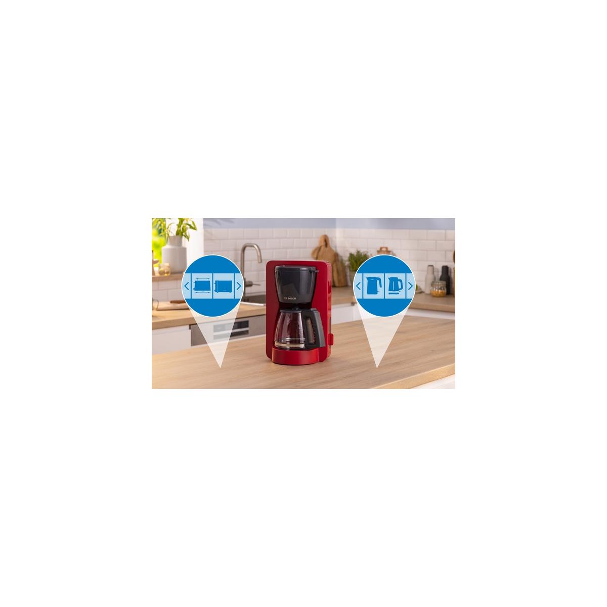 Bosch TKA3M134 Macchina per Caffe' con Filtro 1,25 L Rosso