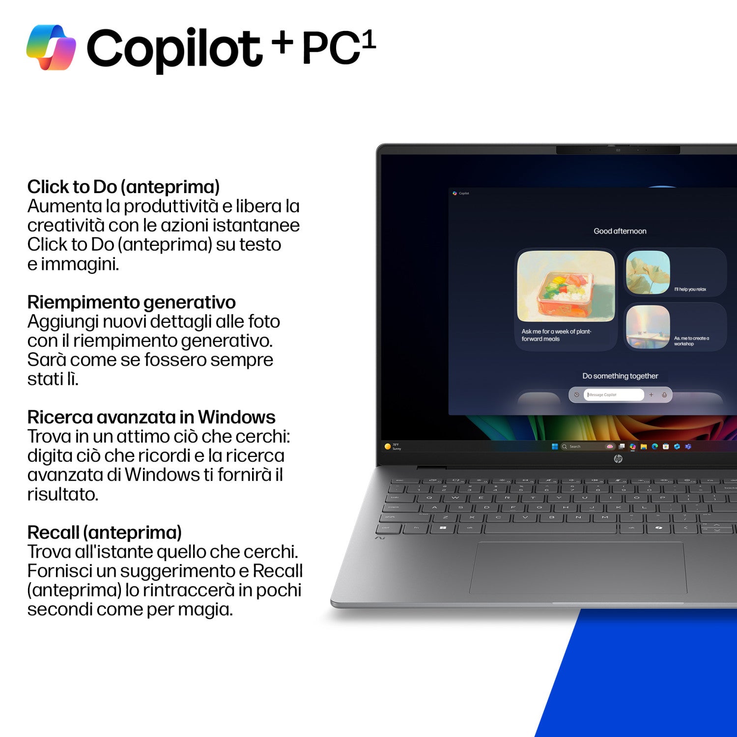HP E0BL1EA laptop Copilot+ PC AMD Ryzen AI 7 445 Computer portatile 40,6 cm (16") 2K 16 GB LPDDR5x-SDRAM 1 TB SSD Wi-Fi 6 (802.11ax) Windows 11 Home Argento
