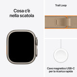 Apple Watch Ultra 4 GPS + Cellular, Cassa 49 mm in titanio naturale con Trail Loop sabbia - S/M
