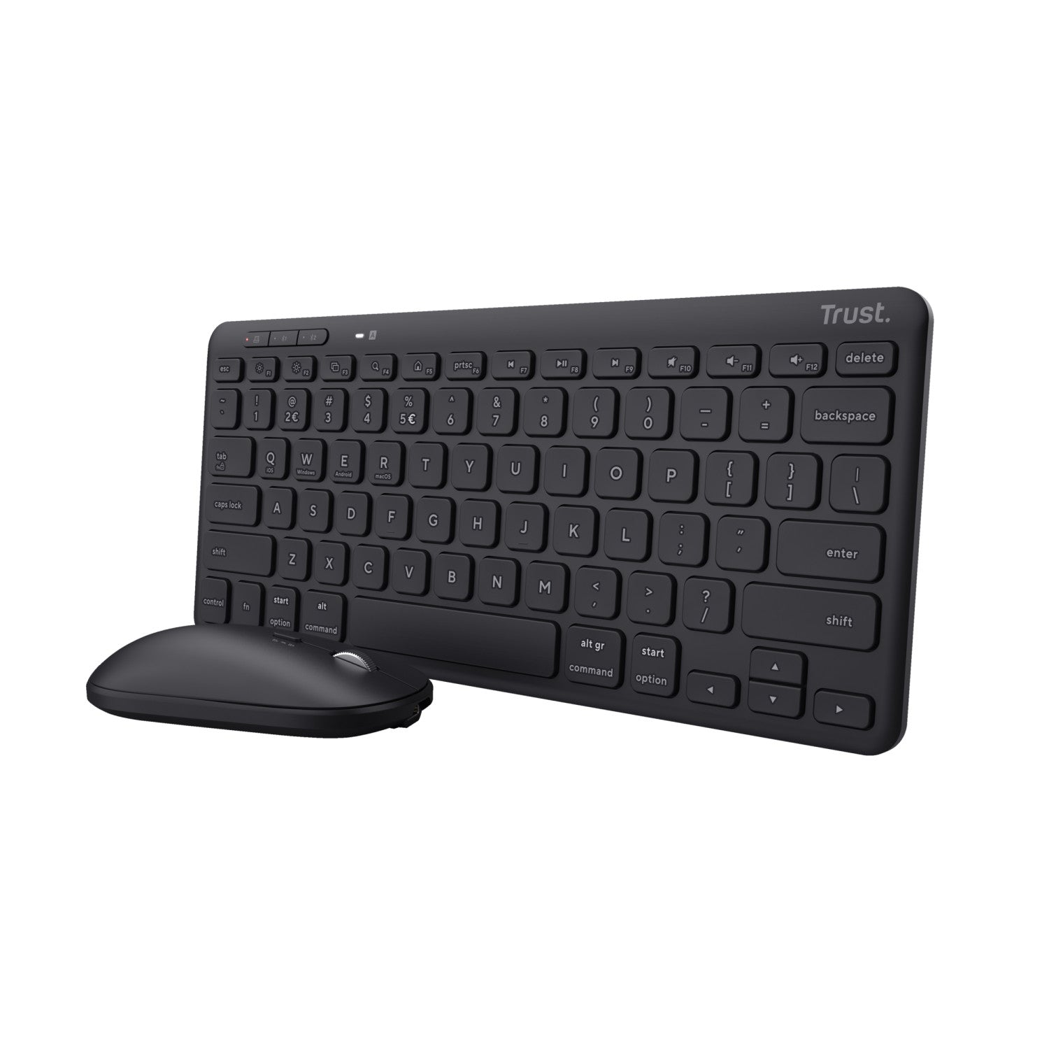 Trust Lyra Tastiera Mouse Incluso RF senza Fili con Bluetooth QWERTY Italiano Nero