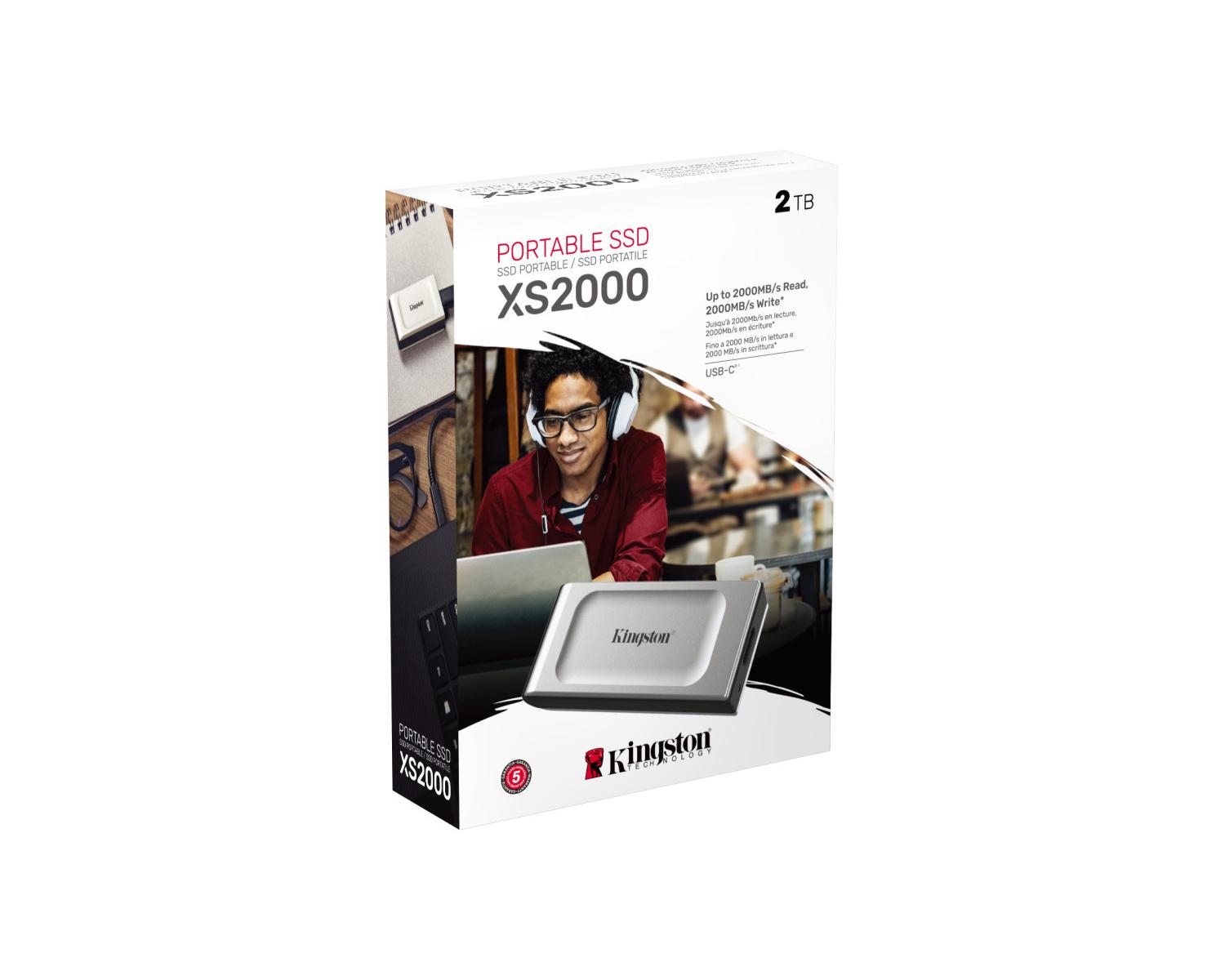 Kingston Technology XS2000 SSD Esterno Portatile 2 TB Nero Argento