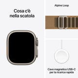 Apple Watch Ultra 4 GPS + Cellular, Cassa 49 mm in titanio naturale con Alpine Loop duna - M