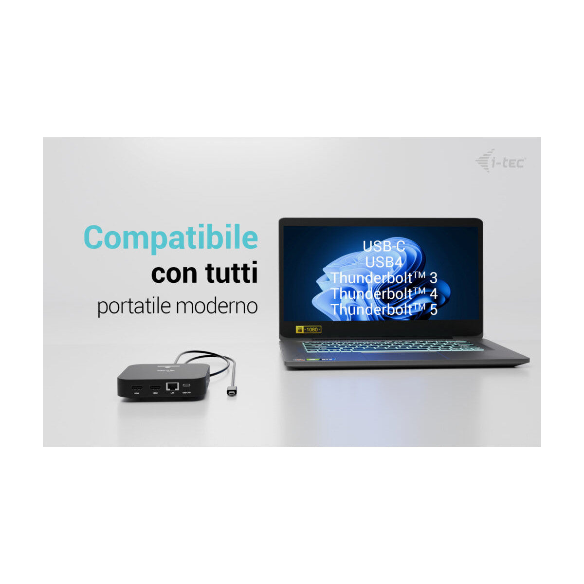 i-tec USB-C Dual HDMI Docking Station with Power Delivery 100 W Universal Charger 100W