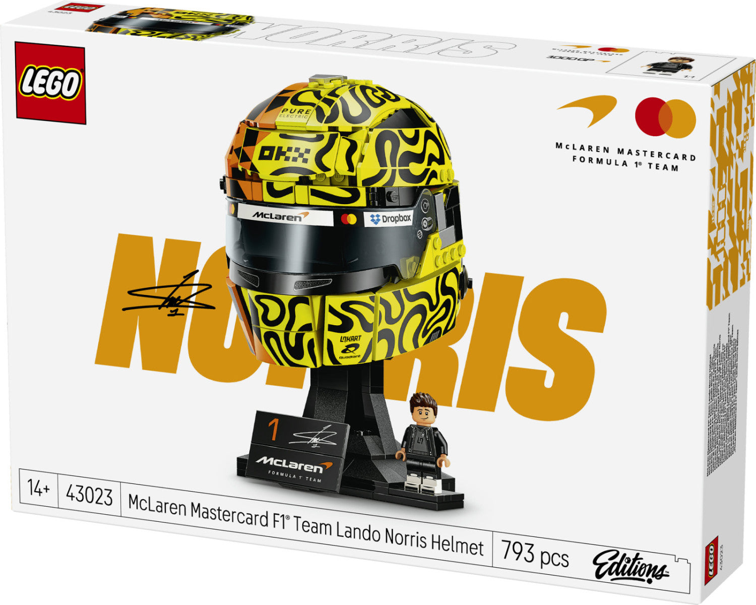 LEGO Editions 43023 Casco di Lando Norris McLaren Mastercard F1 Team, 793 Pezzi, 14