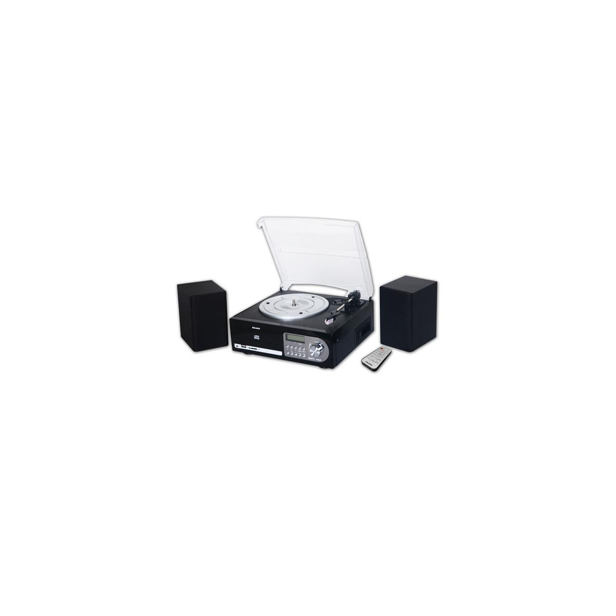 New Majestic TT38R Giradischi Moderno con 2 Casse Acustiche CD MP3 USB Nero