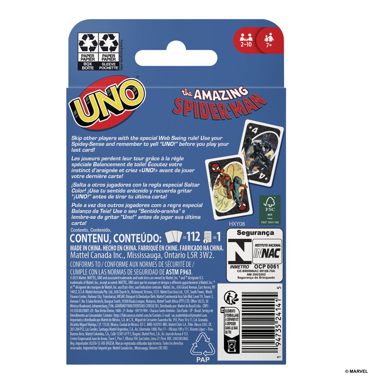 Games UNO The Amazing Spider-Man Carta da gioco Sostituzione