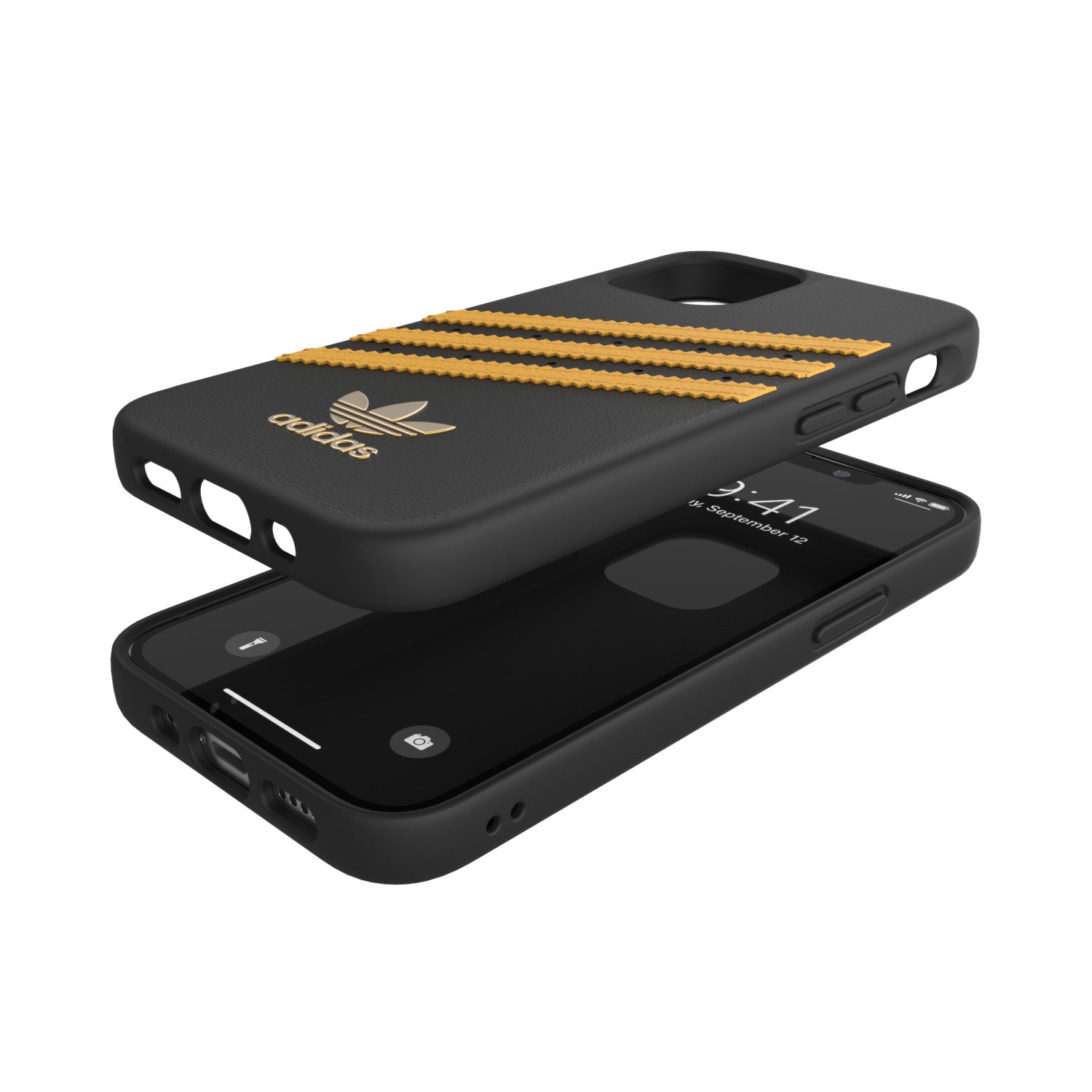 Adidas 3-Stripes custodia per cellulare 13,7 cm (5.4") Cover Nero, Oro