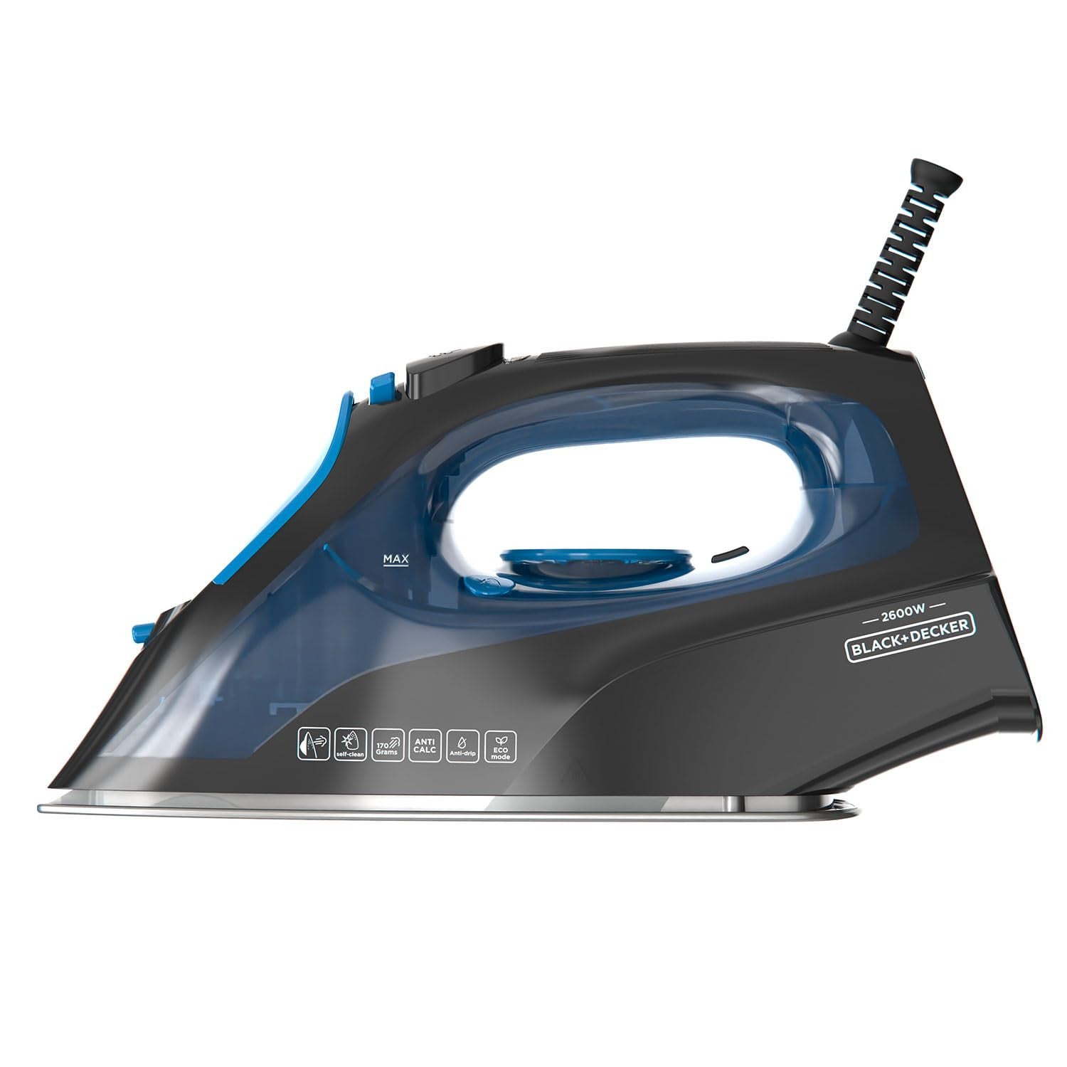 Black Decker BXIR2605E Ferro da Stiro a Vapore 2600W Piastra in Acciaio Inox Anti-Calcare Auto-Pulizia