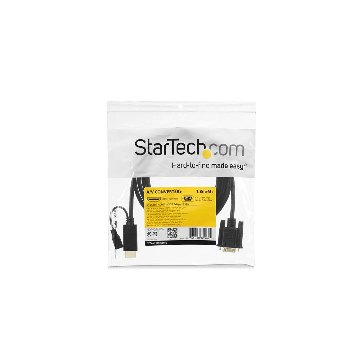 StarTech.com HD2VGAMM6 cavo e adattatore video 1,9 m VGA (D-Sub) HDMI Micro USB Nero