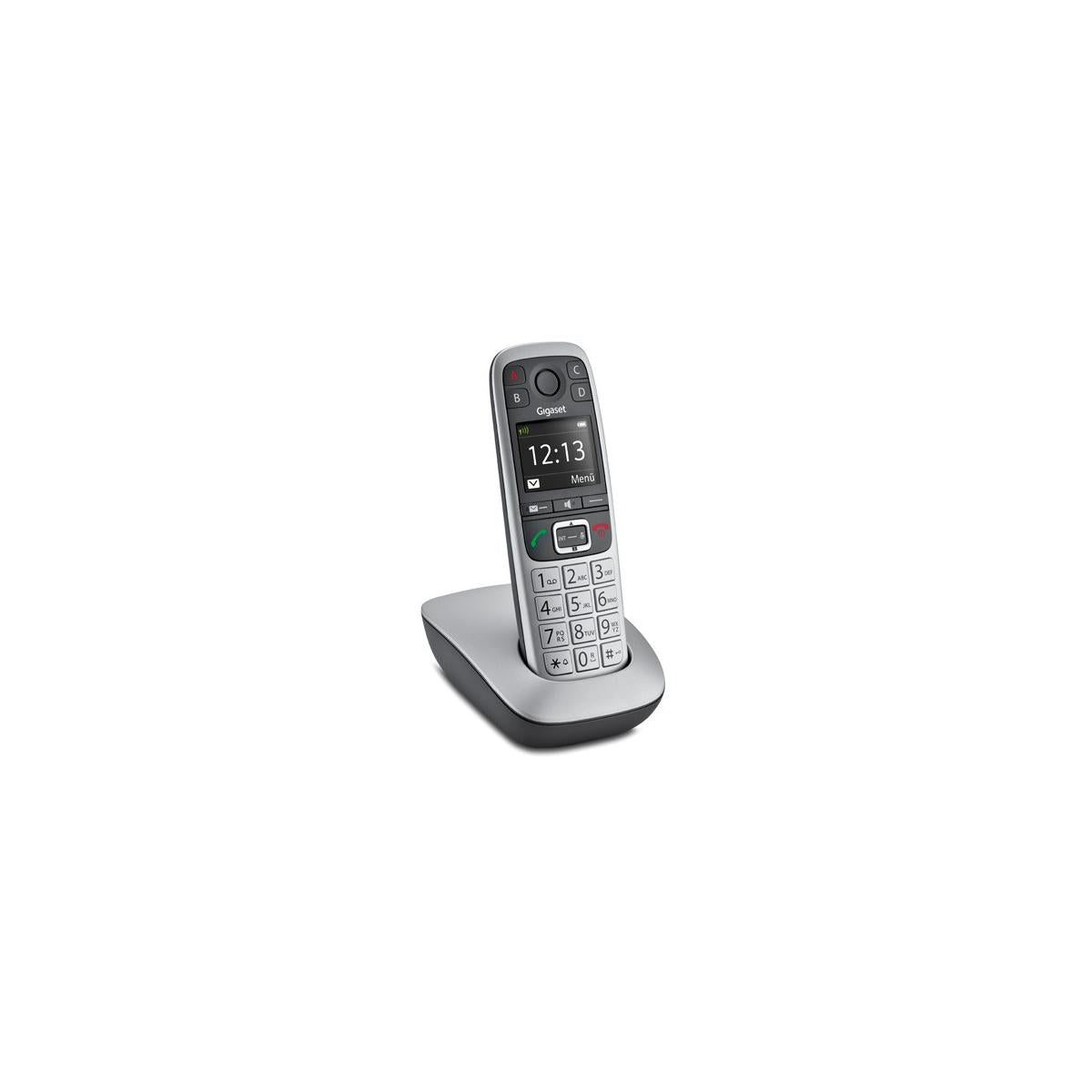 Telefono Gigaset E 560 DECT Cordless Identificatore di Chiamata Nero Argento