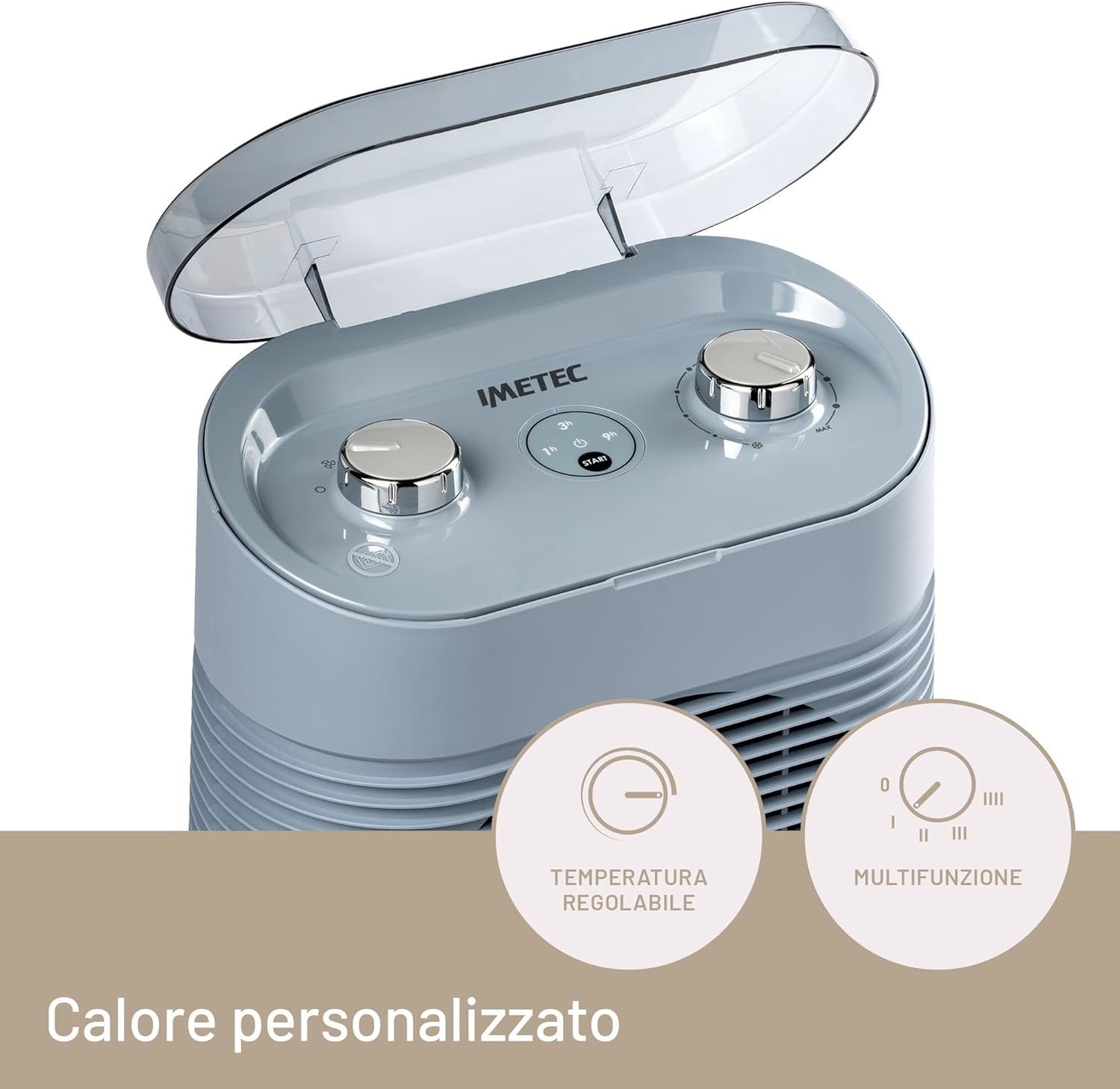 Imetec Termoventilatore Silent Power Protection Silenzioso Timer spegnimento programmabile 2100 W
