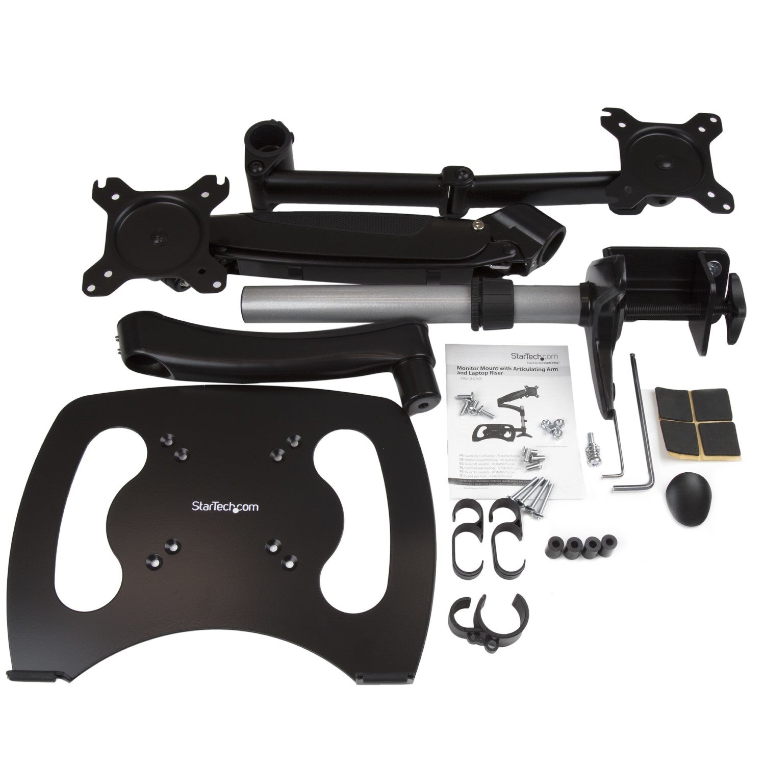 StarTech.com ARMUNONB supporto da tavolo per Tv a schermo piatto 68,6 cm (27") Alluminio, Nero Scrivania