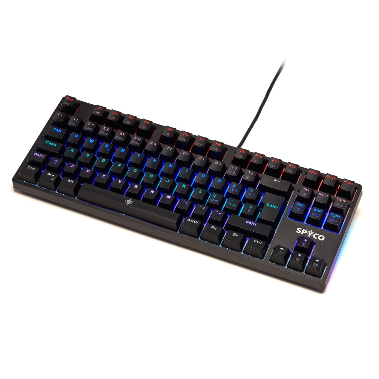Spyco Tastiera Meccanica Gaming Tenkeyless Challenge KE-112, Layout Italiano 87 Tasti, Switch Outemu Marroni, Retroilluminazione LED RGB