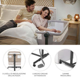 Kinderkraft Nestee Up 2 Culla Co-Sleeping Con Materasso, 5 Livelli Di Altezza, 4 Ruote, Beige