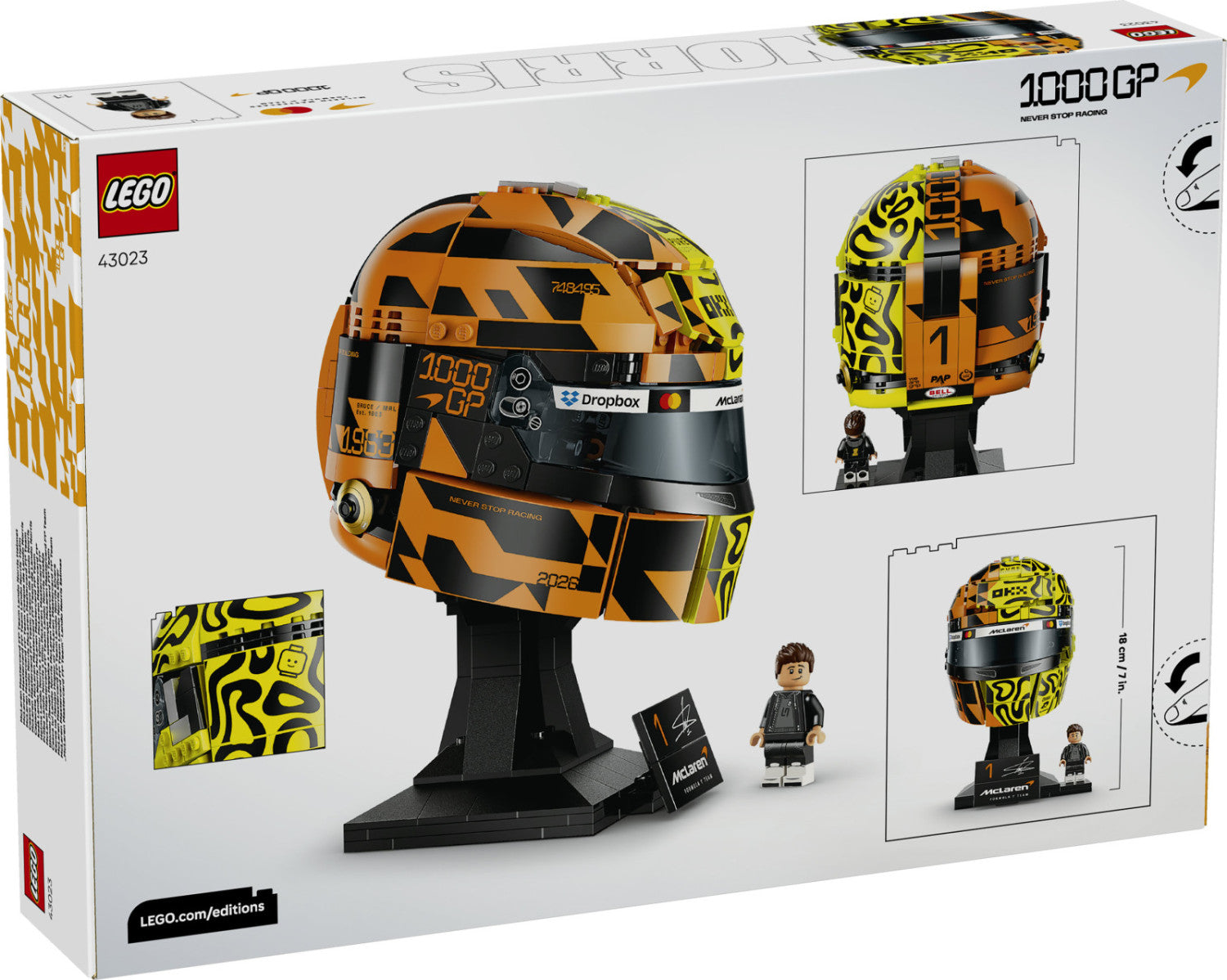 LEGO Editions 43023 Casco di Lando Norris McLaren Mastercard F1 Team, 793 Pezzi, 14