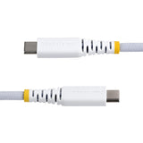 StarTech.com Cavo USB-C da 30cm, 60W (3A) PD, Guaina con Doppio Strato in Nylon Intrecciato, Robusto Cavetto USB 2.0 in TPE per la Ricarica del Laptop, Bianco