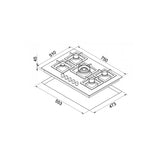 Elleci Plano 75 TCC piano cottura Grigio Da incasso 75 cm Gas 5 Fornelli