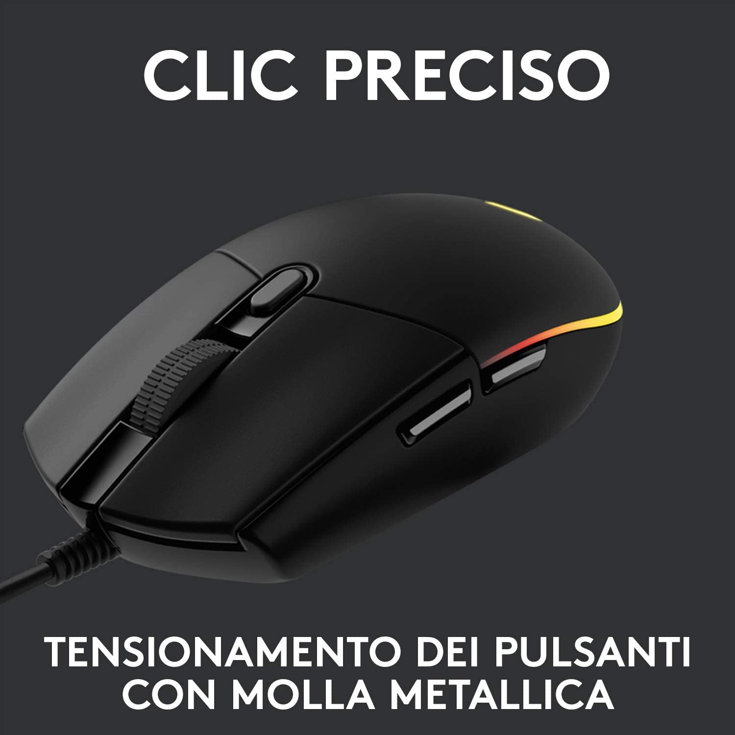 Logitech G G203 Lightsync Mouse USB Tipo A 8000 DPI Nero