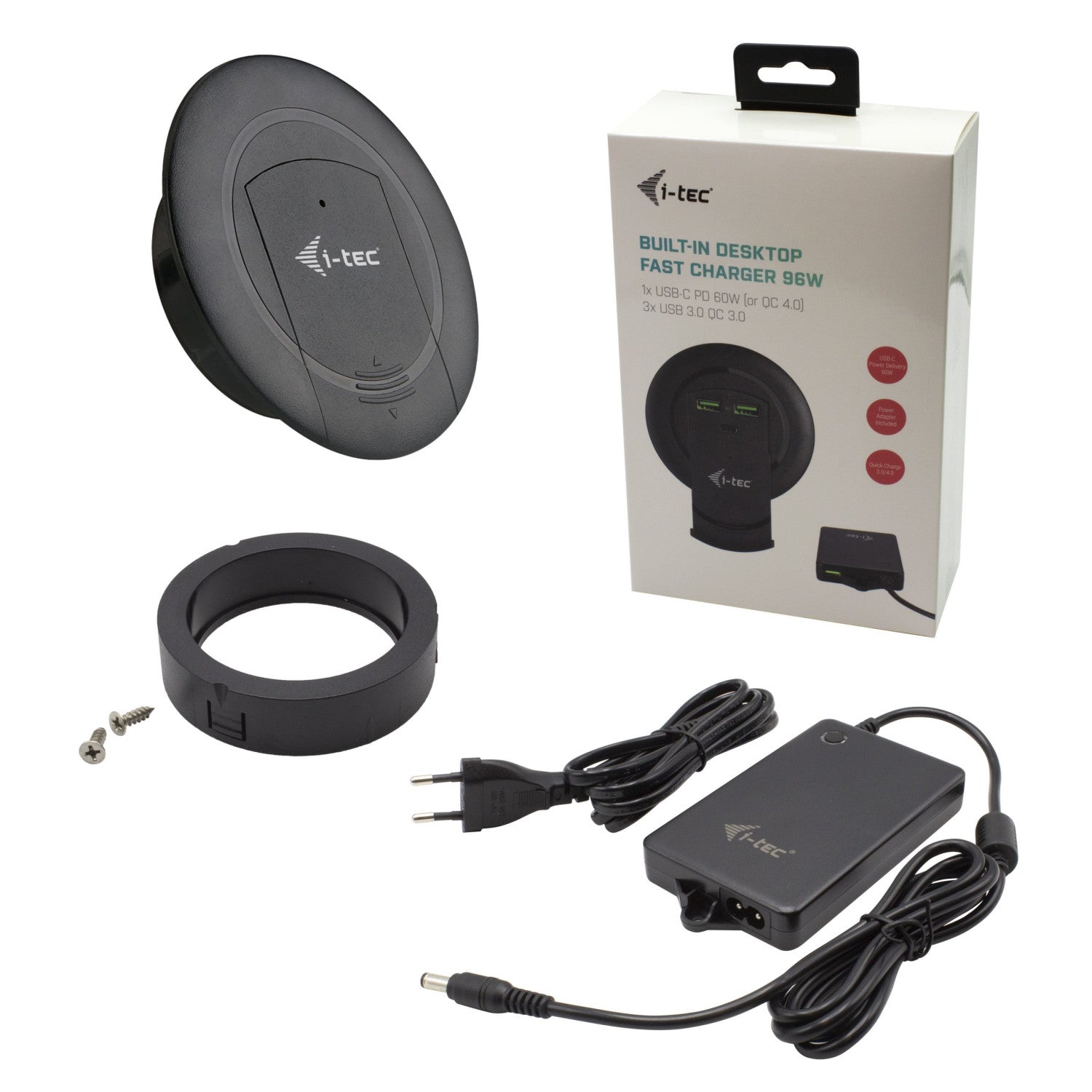 i-tec CHARGER96WD Caricabatterie per dispositivi mobili Universale Nero AC Ricarica rapida Interno