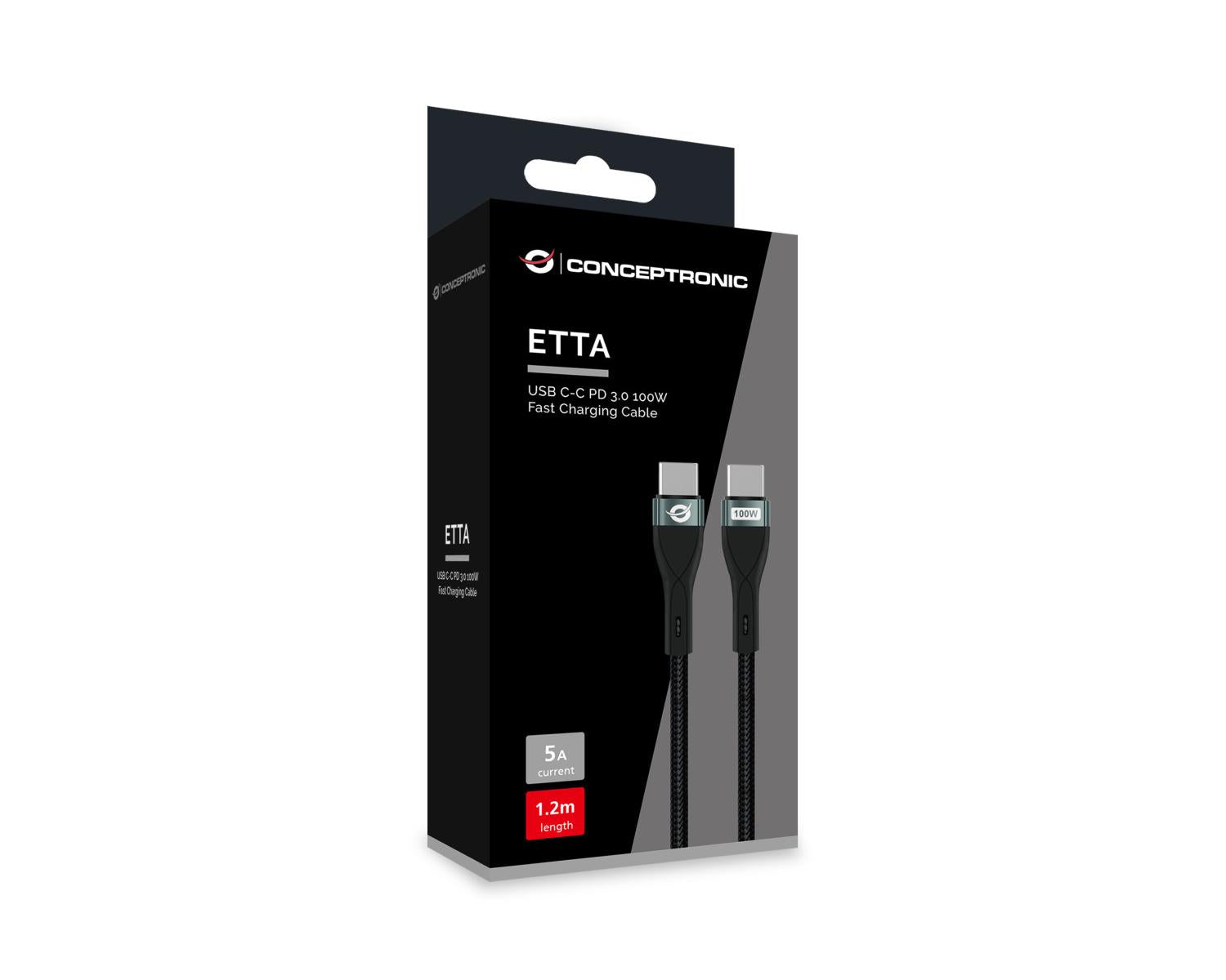 Conceptronic ETTA01B12 cavo USB USB 2.0 1,2 m USB C Nero