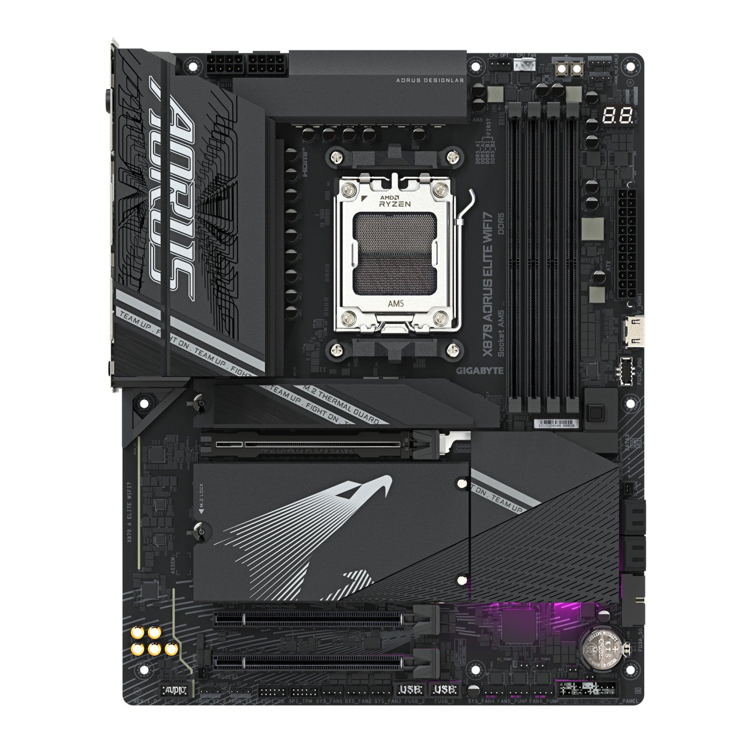 GIGABYTE Scheda madre X870 A ELITE WIFI7 Supporta CPU AMD Ryzen 9000 VRM a 16 2 2 fasi fino a 8000MHz DDR5 OC 4xPCIe 5.0 4xM.2 WiFi 7 LAN 2.5GbE USB 3.2 Gen 2x2