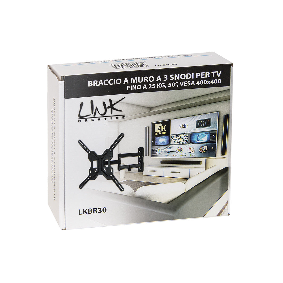 LINK Braccio A Muro A 3 Snodi Per Tv Fino A 25 Kg, 50" Fino A Vesa 400X400