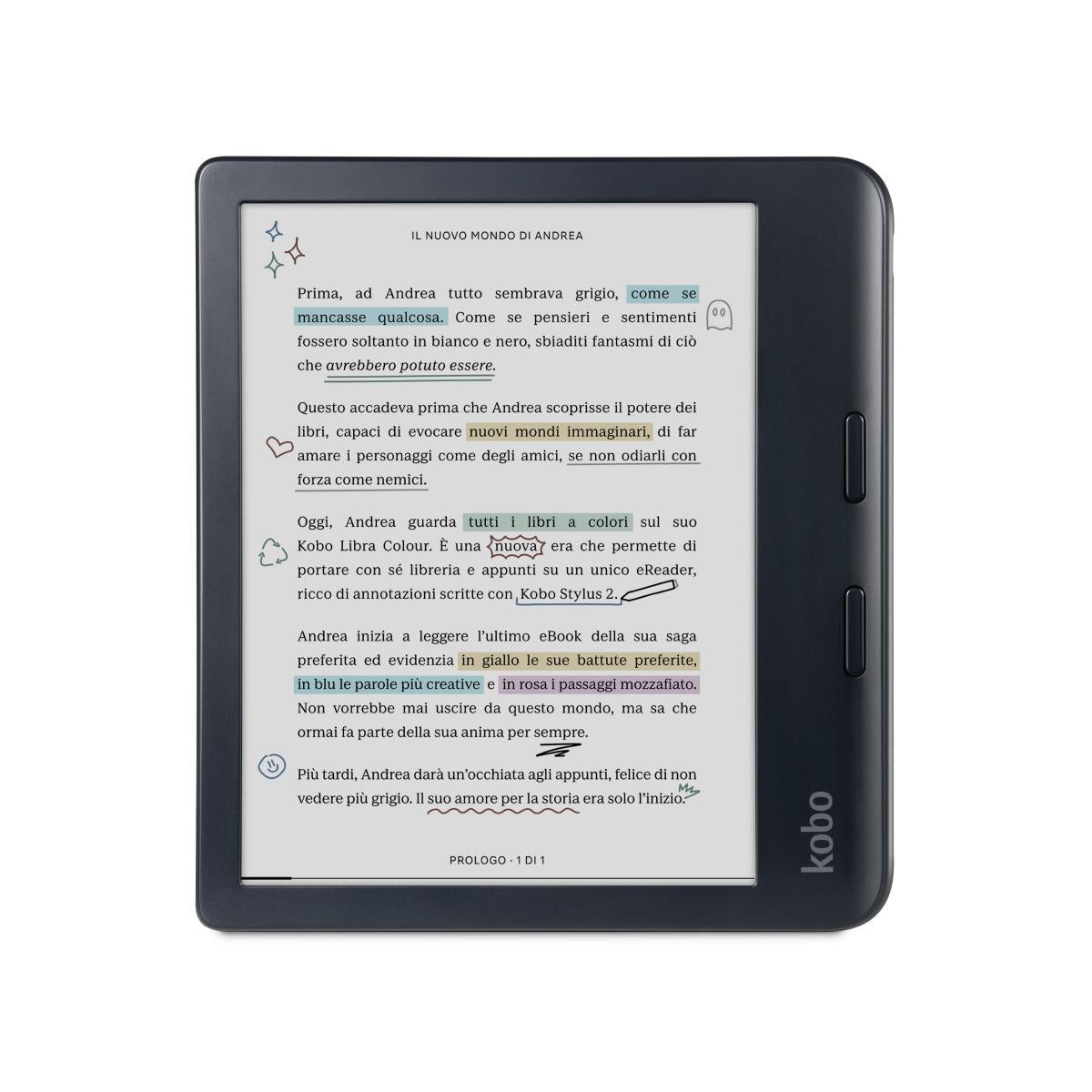 Pacchetto Kobo Libra Colour E-reader Schermo a colori da 7 pollici e Kobo Stylus 2
