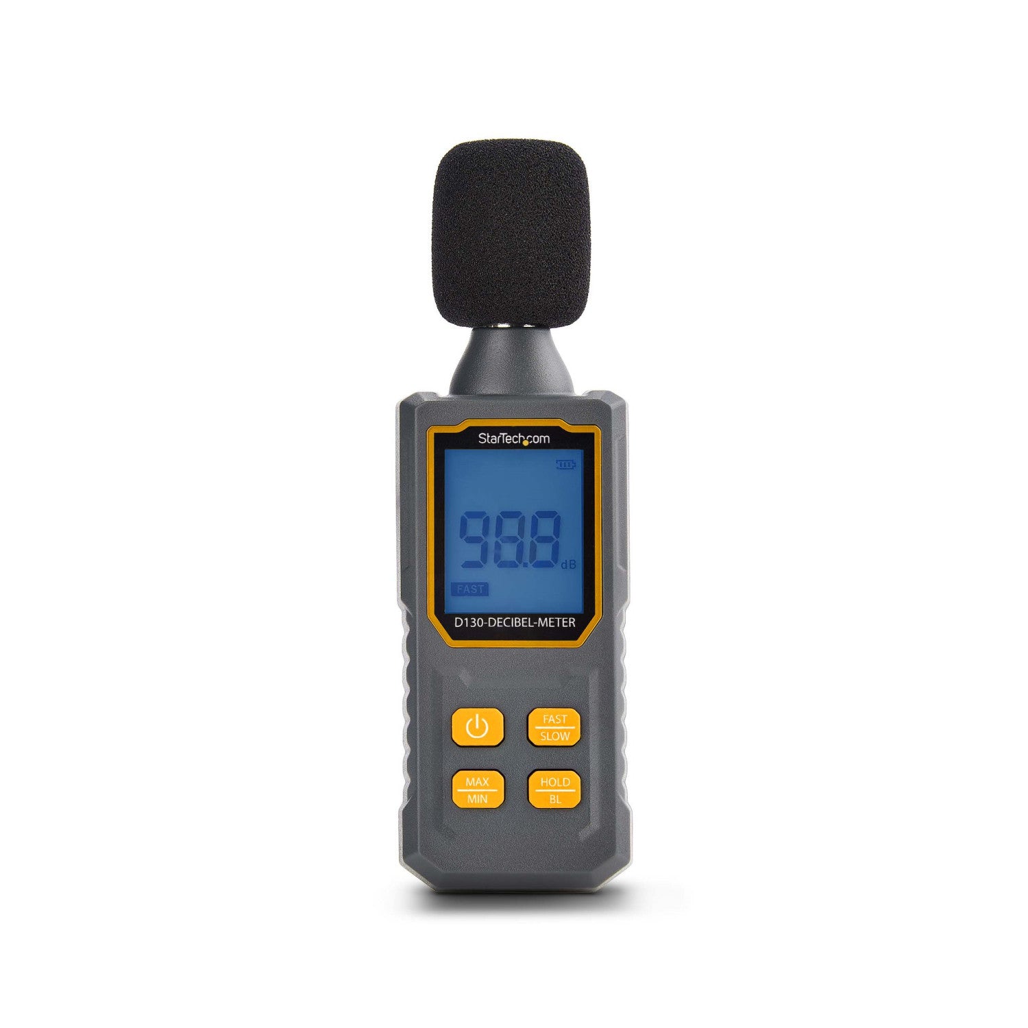 StarTech.com Fonometro Digitale Portatile, Misuratore di Rumore con Display LCD, Tester di Decibel con intervallo 30/130bBA per Sale Server/Uffici con letture Min/Max
