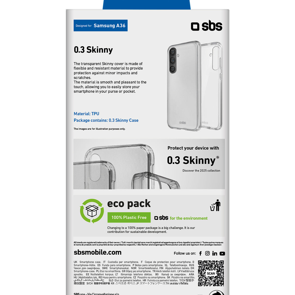 SBS TESKINSAA36T custodia per cellulare 17 cm (6.7") Cover Trasparente