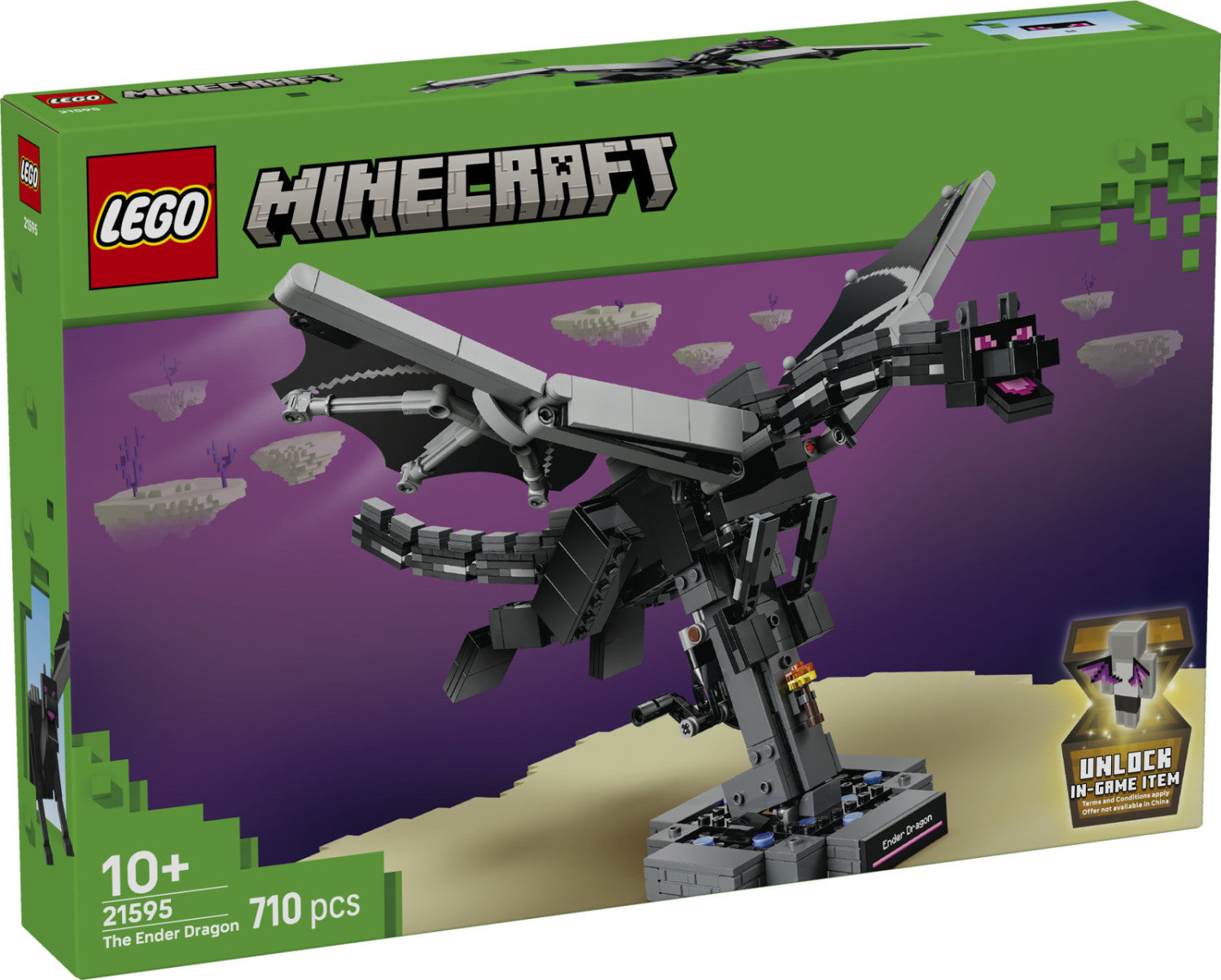 LEGO Minecraft 21595 Drago Dell'End - Set Da Costruzione 710 Pezzi Con Ali Mobili, Parti Snodabili E Supporto - Età 10