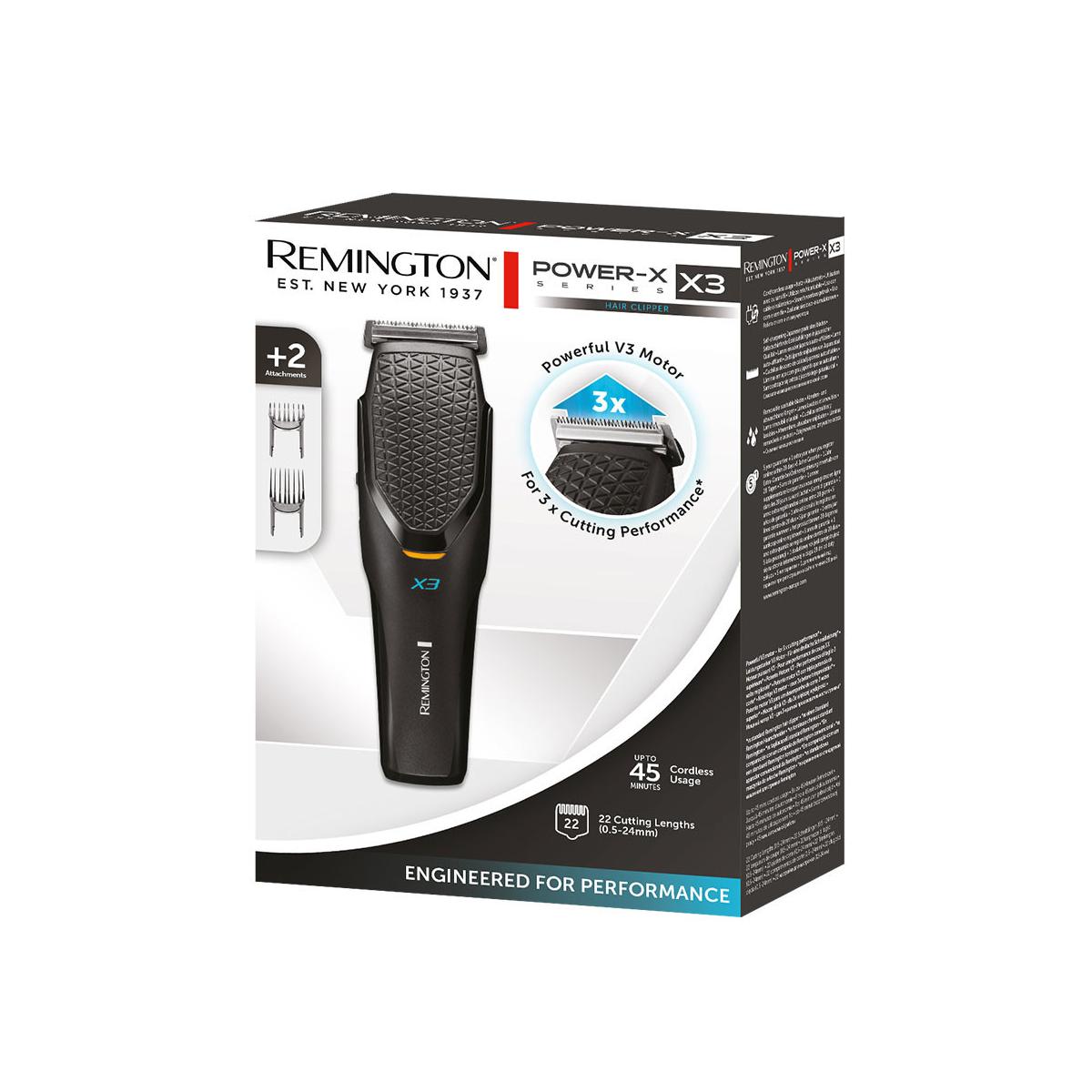Remington B098QSJQ7J Tagliacapelli Power Series X3 HC3000 con 2 Pettini Nero