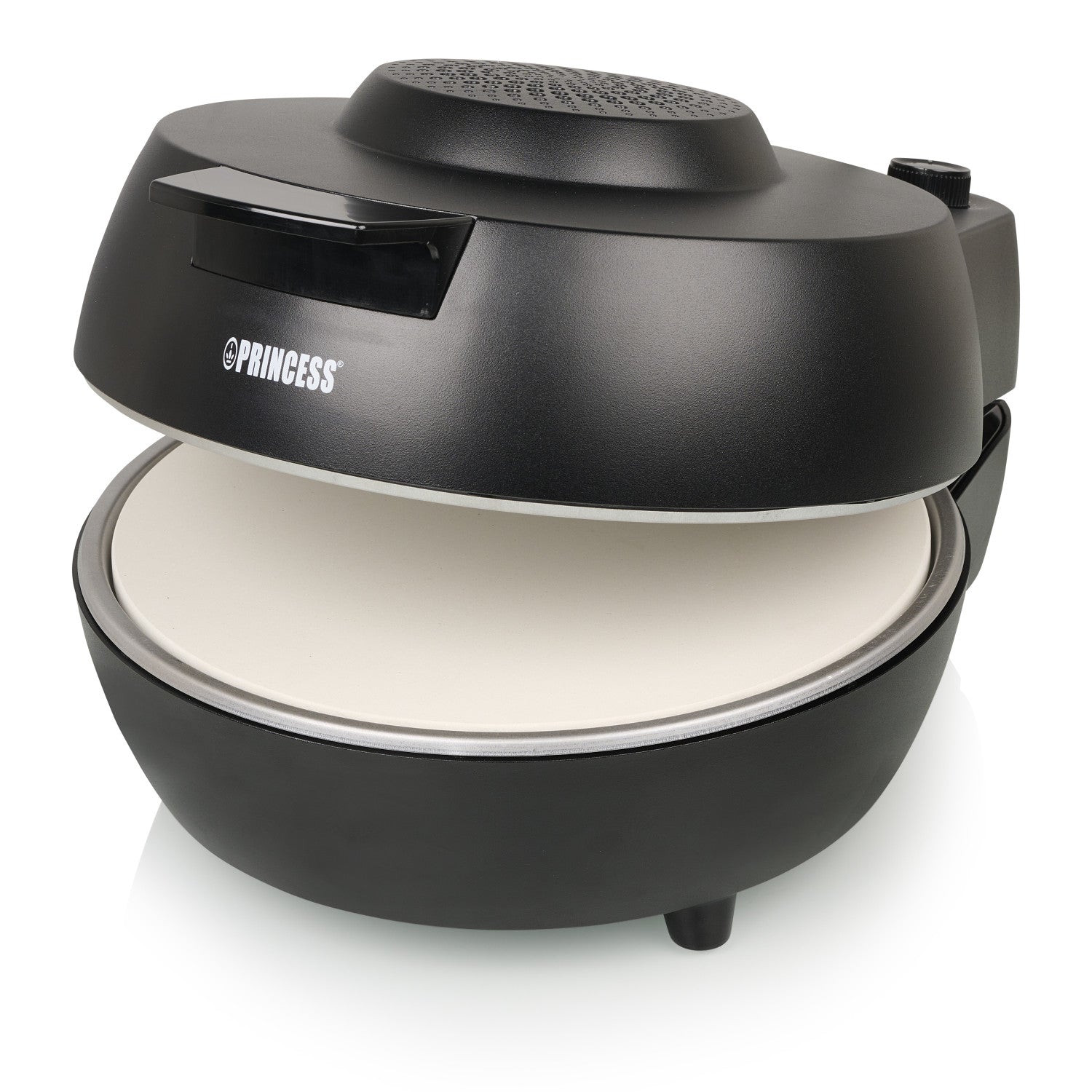 Forno per pizza Princess 115005 Pizzaiolo e forno Termostato e timer regolabili 1200 W Pietra per pizza in ceramica 410 gradi Diametro 30 cm Nero