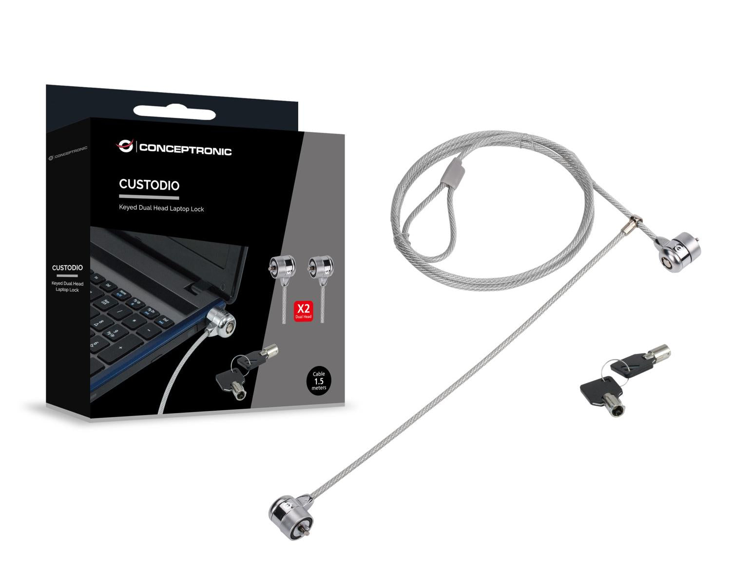 Conceptronic CNBSLOCK15T cavo di sicurezza Argento 1,5 m