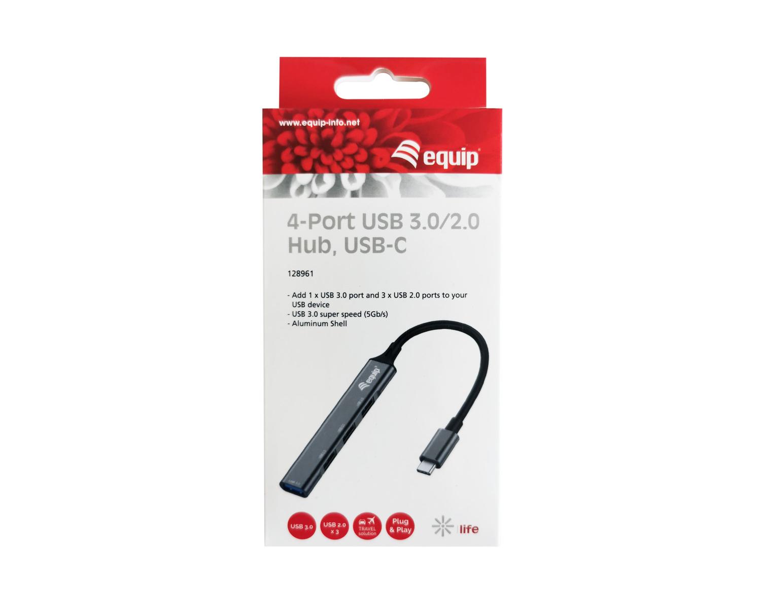 Equip 128961 hub di interfaccia USB 3.2 Gen 1 (3.1 Gen 1) Type-C 5000 Mbit/s Nero, Grigio