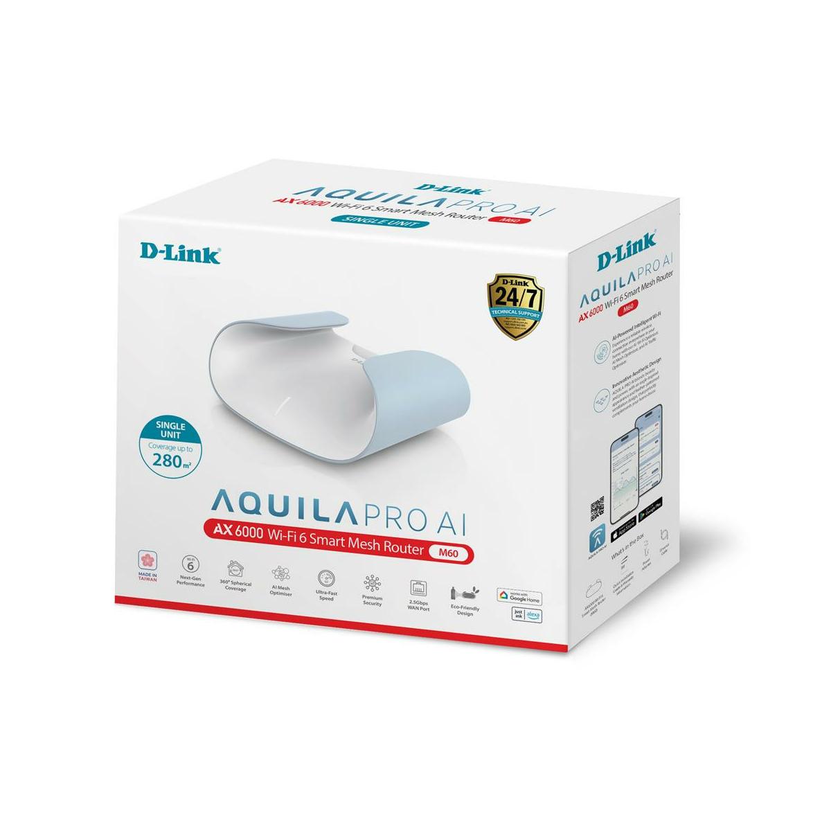 D-Link M60 sistema WiFi Mesh Dual-band 2.4 GHz/5 GHz WiFi 6 802.11ax Bianco 4 Interno