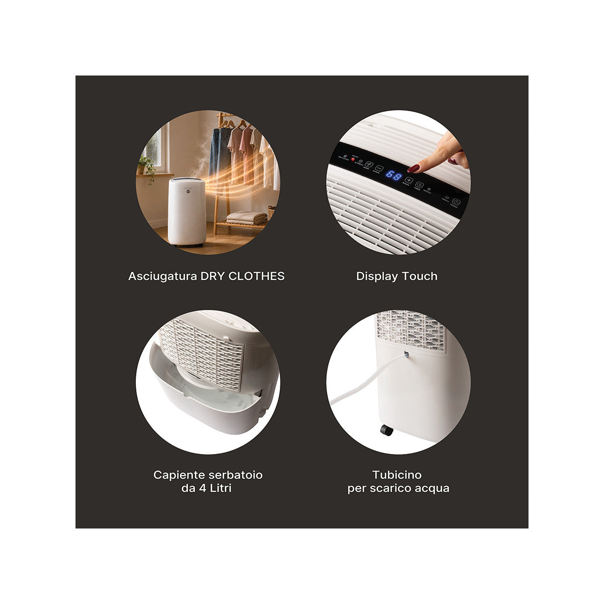 Macom 947 deumidificatore 4 L 45 dB 380 W Bianco