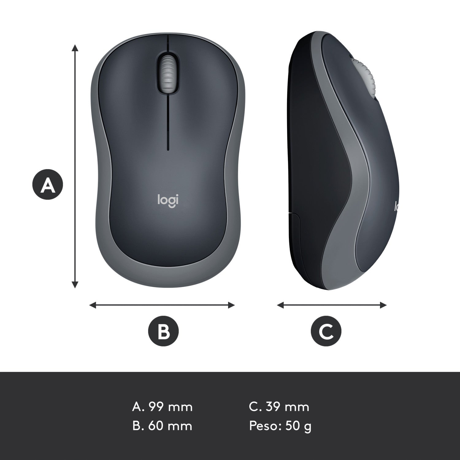Logitech 910 002235 Mouse Wireless Ottico M185 Grigio Nero